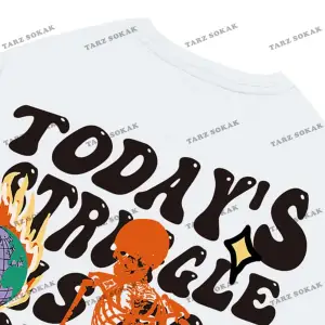 KOD Trend Street Life Erkek İskelet Sloganlı Grafik Tişört