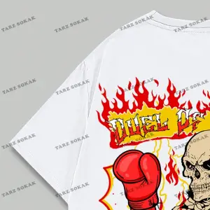 KOD Trend Street Life Erkek Kafatası ve Harf Grafikli Tişört