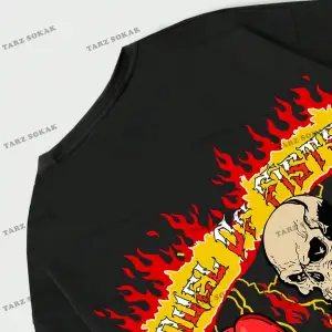 KOD Trend Street Life Erkek Kafatası ve Harf Grafikli Tişört