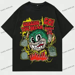 KOD Trend Street Life Erkek Karikatür & Slogan Grafikli Tişört