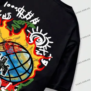 KOD Trend Street Life Erkek Karikatür ve Mektup Grafikli Tişört