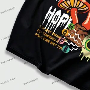 KOD Trend Street Life Erkek Mantar & Slogan Grafikli Tişört