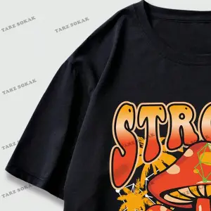 KOD Trend Street Life Erkek Mantar & Slogan Grafikli Tişört