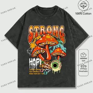 KOD Trend Street Life Erkek Mantar Ve Harf Baskılı T-shirt