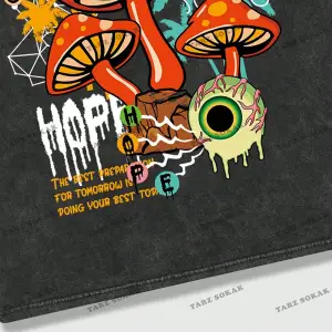 KOD Trend Street Life Erkek Mantar Ve Harf Baskılı T-shirt