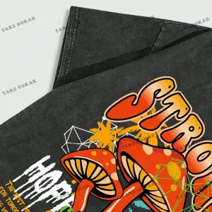 KOD Trend Street Life Erkek Mantar Ve Harf Baskılı T-shirt