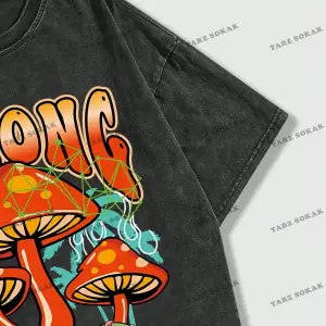 KOD Trend Street Life Erkek Mantar Ve Harf Baskılı T-shirt