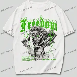 KOD Trend Street Life Erkek Pamuk Figürlü ve Sloganlı Grafik Tişört