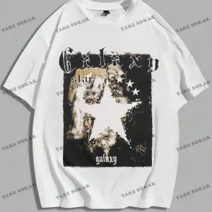 KOD Trend Street Life Erkek Pamuk Mektup ve Yıldız Grafikli Tişört