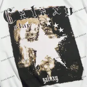 KOD Trend Street Life Erkek Pamuk Mektup ve Yıldız Grafikli Tişört