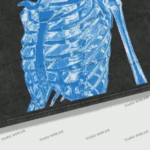 KOD Trend Street Life Erkek Slogan ve İskelet Baskı Damla Omuz Tişört