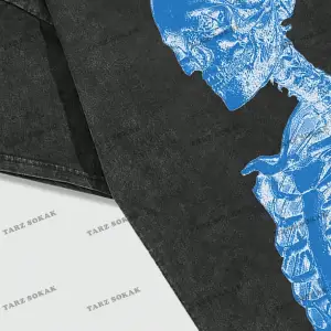 KOD Trend Street Life Erkek Slogan ve İskelet Baskı Damla Omuz Tişört