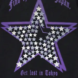 KOD Trend Street Life Erkek Slogan ve Yıldız Baskılı Damla Omuz Tişört