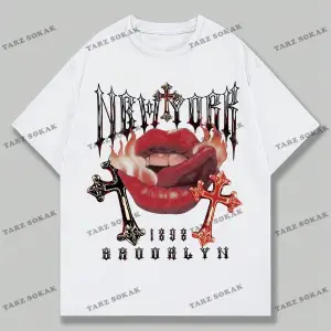 KOD Trend Street Life Harfli ve Dudaklı Kısa Kollu Erkek Tişört