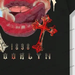 KOD Trend Street Life Harfli ve Dudaklı Kısa Kollu Erkek Tişört