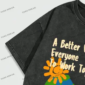 KOD Trend Street Life İlkbahar Yaz Günlük Giyime Uygun Kafatası ve Slogan Baskılı Kısa Kollu Erke