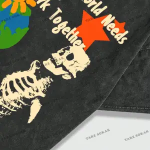 KOD Trend Street Life İlkbahar Yaz Günlük Giyime Uygun Kafatası ve Slogan Baskılı Kısa Kollu Erke