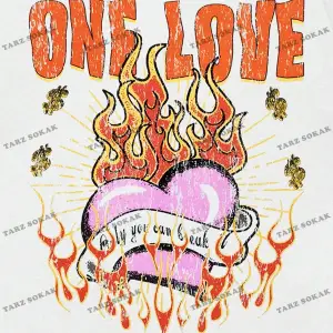 KOD Trend Studio Chunk Erkek Alev Kalp Desenli Kısa Kollu Tişört