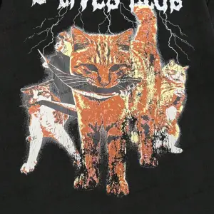 KOD Trend Yarasa Sada Erkek Komik Kedi Baskılı T-Shirt