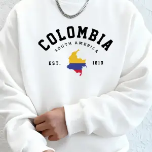 Kolombiya Güney Amerika Est 1810 Baskı Erkekler İçin Bol Rahat Sokak Giyimi Spor Yumuşak Kapü