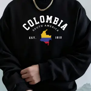 Kolombiya Güney Amerika Est 1810 Baskı Erkekler İçin Bol Rahat Sokak Giyimi Spor Yumuşak Kapü