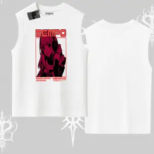 Kolsuz Tshirt Anime Waifu Kırmızı Grafik Desenli