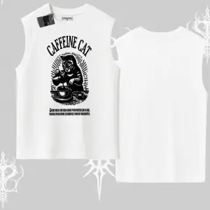 Kolsuz Tshirt Caffeine Cat Kahve Temalı Kedi Baskılı