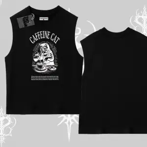 Kolsuz Tshirt Caffeine Cat Kahve Temalı Kedi Baskılı