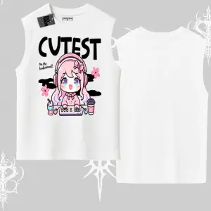 Kolsuz Tshirt Cute Anime Gamer Girl Baskılı