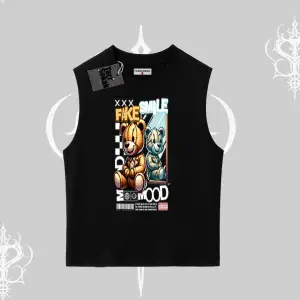 Kolsuz Tshirt Fake Smile Mood Ayıcık Grafik Baskılı