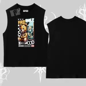 Kolsuz Tshirt Fake Smile Mood Ayıcık Grafik Baskılı