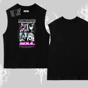 Kolsuz Tshirt Fearless Soul Anime Kolaj Baskılı