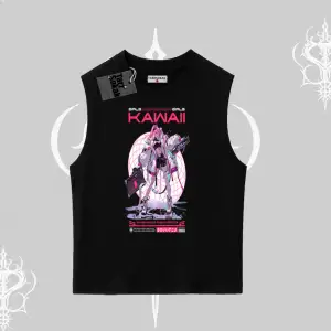 Kolsuz Tshirt Kawaii Cyberpunk Kız Japon Stil Baskı