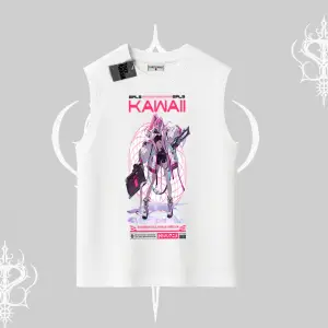 Kolsuz Tshirt Kawaii Cyberpunk Kız Japon Stil Baskı