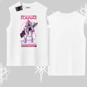 Kolsuz Tshirt Kawaii Cyberpunk Kız Japon Stil Baskı
