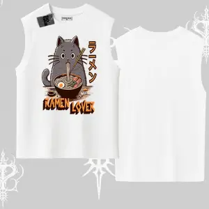 Kolsuz Tshirt Ramen Lover Kedi Anime Baskılı