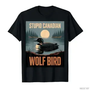 Komik Aptal Kanadalı Kurt Kuşu Meme Hayvan Mizahı Ördek Loon Tişört Erkekler Kadınlar İçin %1