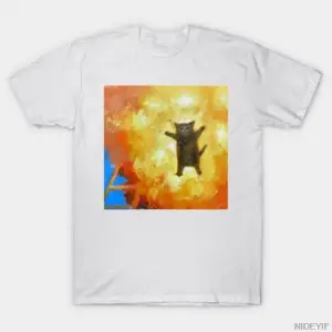 Komik Boom Miyav Uçan Kedi Meme T-shirt Erkekler Kadınlar Için % 100% Pamuk T Shirt Kısa Koll