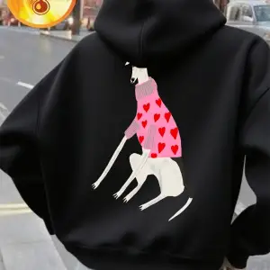 Komik Dachshund Köpek Baskı Kapüşonlular Bayan Rahat Gevşek Kazaklar Polar Sıcak Yumuşak Tişö