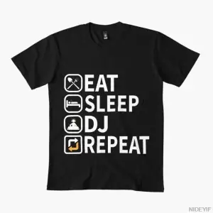 Komik DJ Şakaları Yemek Uyku DJ Tekrar Komik DJ Memeleri Erkekler ve Kadınlar İçin %100 Pamuk