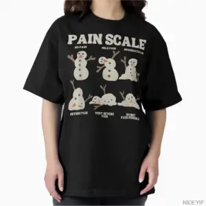 Komik eriyen kardan adam ağrı ölçeği tıbbi mizah erkekler kadınlar için tişört % 100% pamuklu