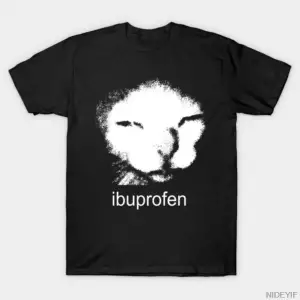 Komik İbuprofen Kedi Meme T-shirt Erkekler Kadınlar Için % 100% Pamuk T Shirt Kısa Kollu Üstl