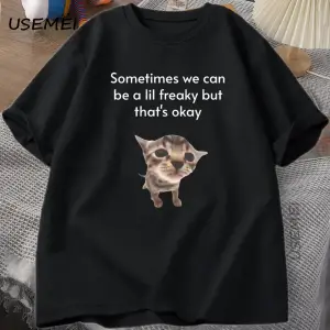 Komik Kedi Grafik Tee Erkek Kadın Sevimli Hayvan Sevgilisi T Shirt Unisex T-Shirt Harajuku Er 2999