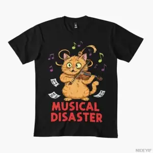 Komik Kedi Keman Fail Meme T-shirt Erkekler Kadınlar Için % 100% Pamuk T Shirt Kısa Kollu Üst