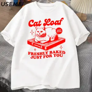 Komik kedi Loaf t-shirt erkek kadın Retro tişörtleri kedi sevgilisi grafik Tees Unisex yaz pa 3028