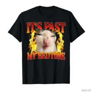 Komik Kedi Meme Geçtiğinde Uyku Zamanı Oldu Mizah T-shirt Erkekler Kadınlar Için % 100% Pamuk