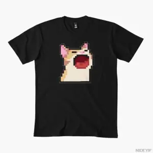 Komik kedi piksel tişört Erkekler Kadınlar için % 100% Pamuklu Tişörtler Kısa Kollu Üstler 12