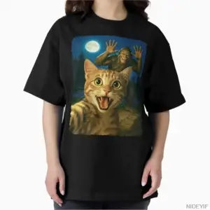 Komik Kedi Selfie Bigfoot Sasquatch T-shirt Erkekler Kadınlar Için % 100% Pamuk T Shirt Kısa