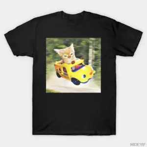 Komik Kedi Sürüş Oyuncak Araba Meme T-shirt Erkekler Kadınlar Için % 100% Pamuk T Shirt Kısa