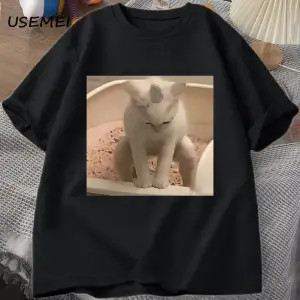 Komik Kedi T-shirt erkek Kısa Kollu T-shirt Baskı Tshirt Erkekler için Giyim Vintage Giysiler 3034